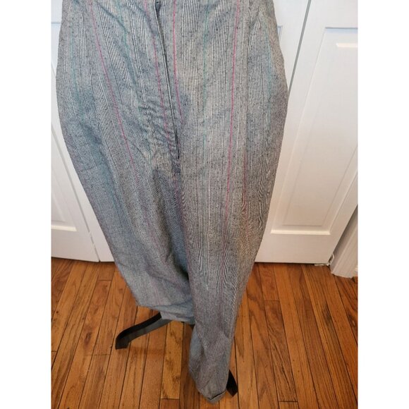 Vintage 80's Gray/Pink Pinstripe Pleated Pants 12 High Waisted Preppy Old Money - Picture 4 of 8